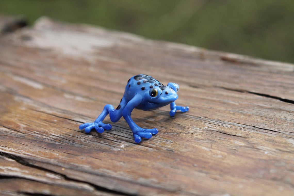 Callidryas tree frog Blown Glass Frog Sculpture poison dart frog lampwork boro toy Glass Frog Miniature Agalychnis callidryas