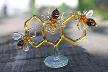 Load image into Gallery viewer, Glass Honeycomb and Bee Collectible Figurine Glass Bee  Blown Glass honeybee  Honeybee and Honey comb
