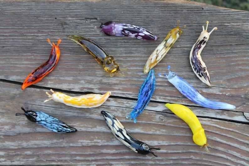 Banana Slug glass sculpture - Ariolimax californicus