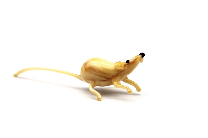 Blown Glass Rat Sculpture Animals Glass