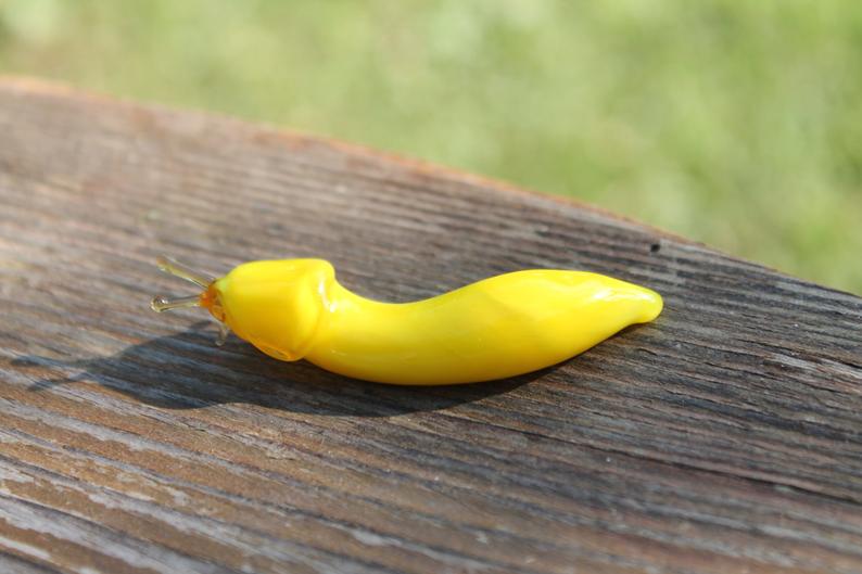 Banana Slug glass sculpture - Ariolimax californicus