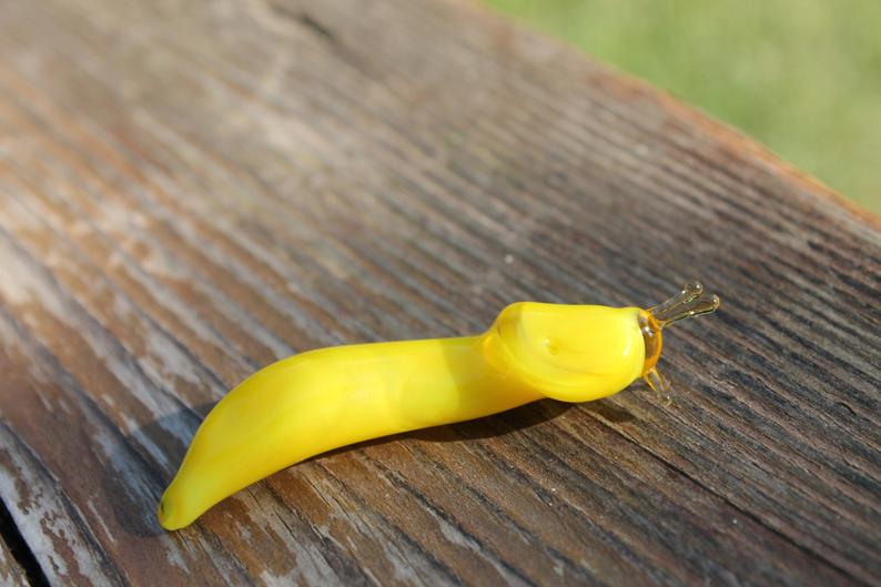Banana Slug glass sculpture - Ariolimax californicus