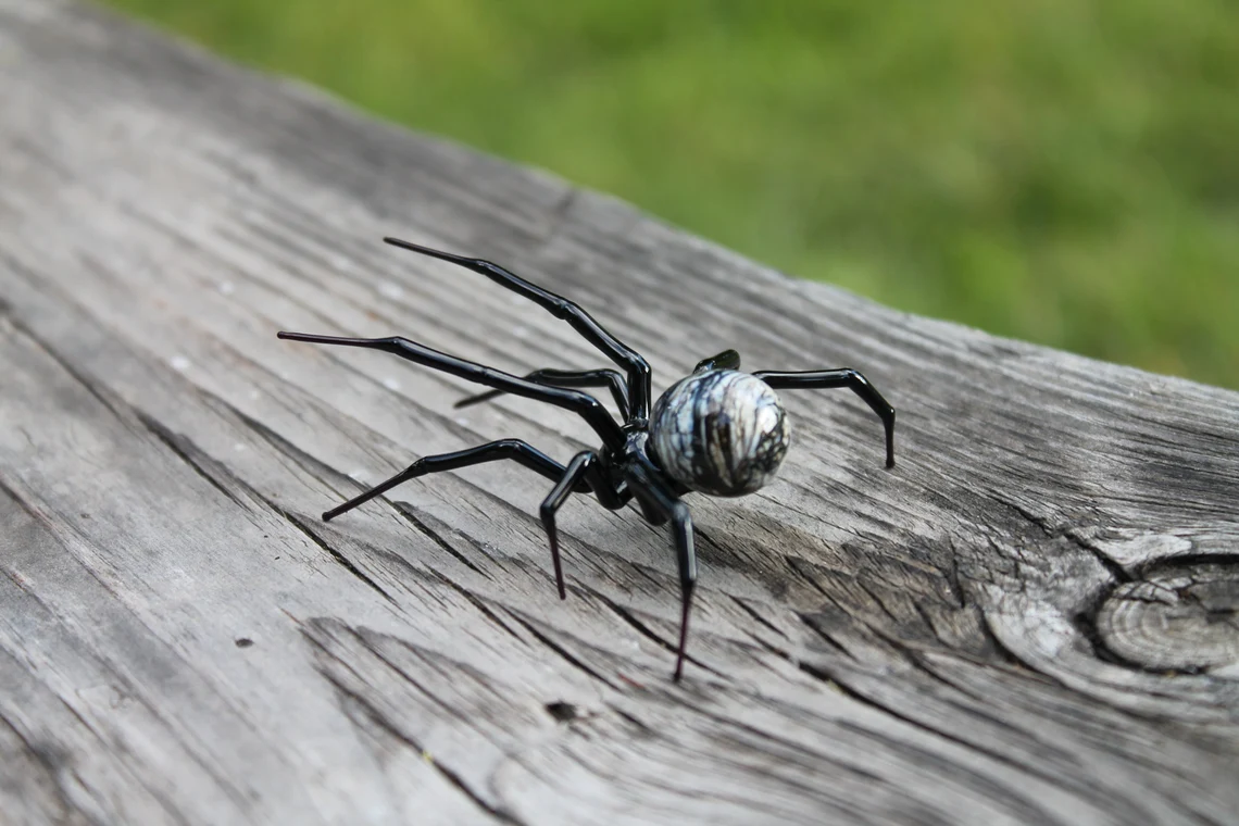 Spider Animals Glass, Art Glass, Blown Glass, Sculpture Made Of Glass, Black widow spider