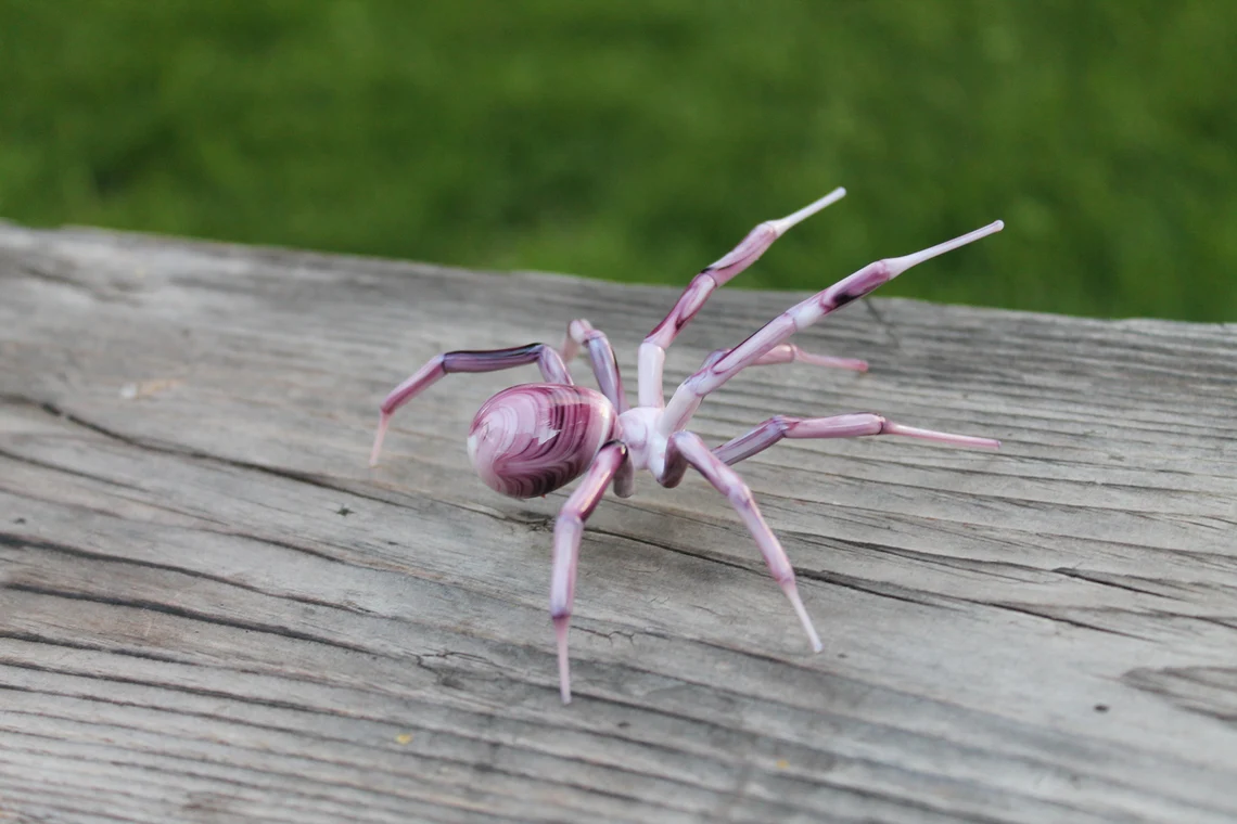 Spider Animals Glass, Art Glass, Blown Glass, Sculpture Made Of Glass, Black widow spider