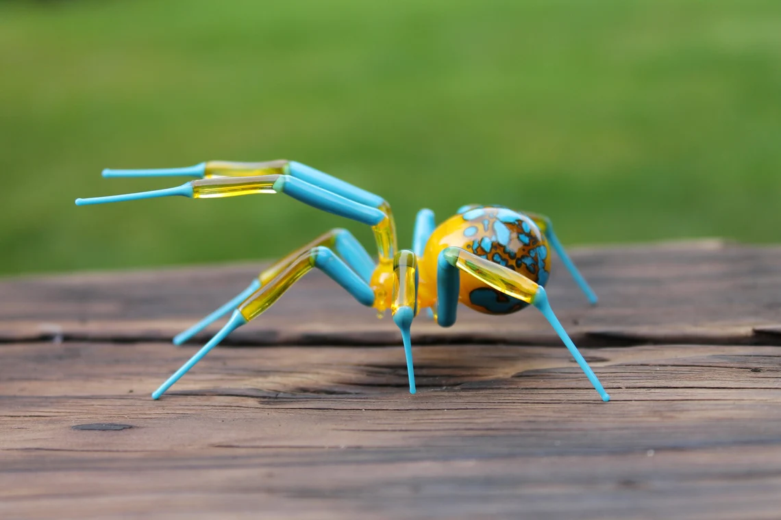 Spider Animals Glass, Art Glass, Blown Glass, Sculpture Made Of Glass, Black widow spider
