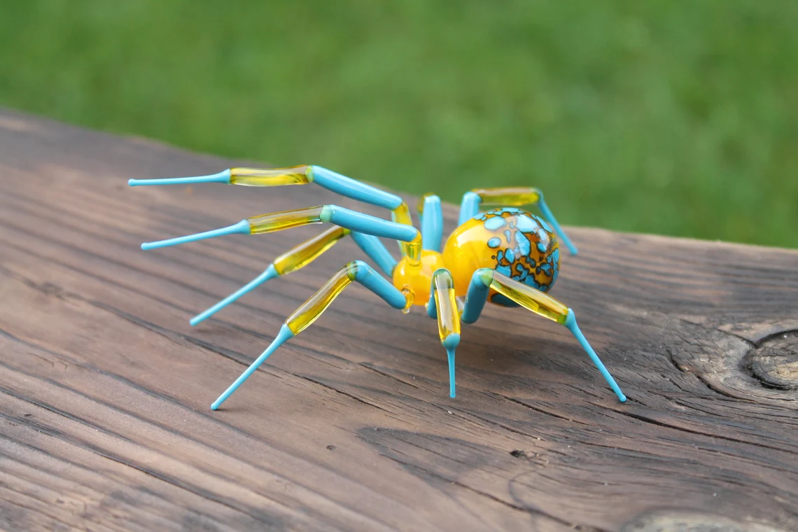Spider Animals Glass, Art Glass, Blown Glass, Sculpture Made Of Glass, Black widow spider