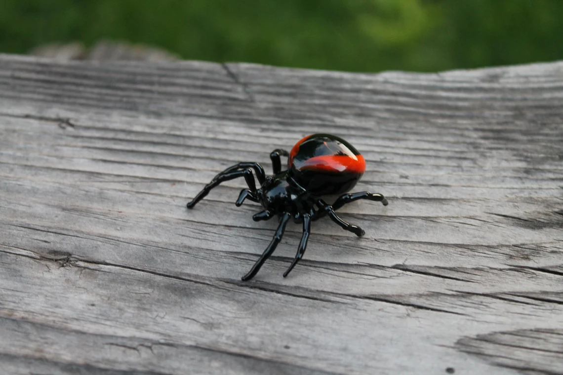 Spider Animals Glass, Art Glass, Blown Glass, Sculpture Made Of Glass, Black widow spider