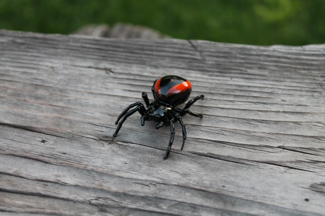 Spider Animals Glass, Art Glass, Blown Glass, Sculpture Made Of Glass, Black widow spider