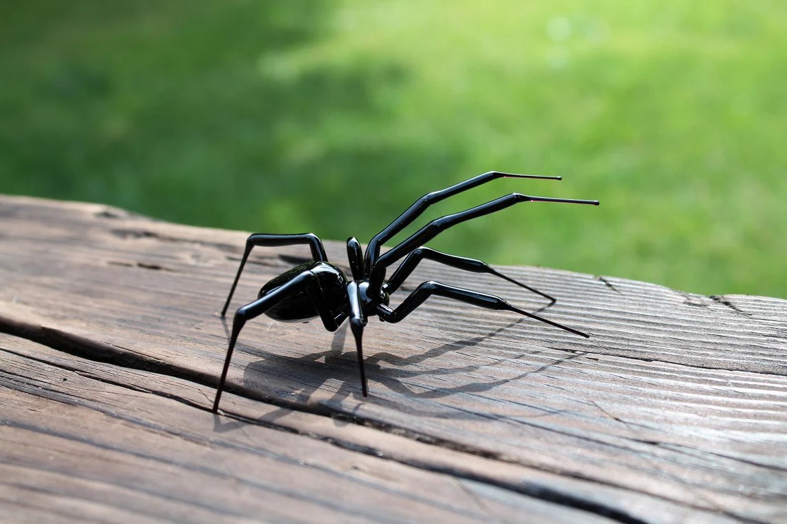 Spider Animals Glass, Art Glass, Blown Glass, Sculpture Made Of Glass, Black widow spider