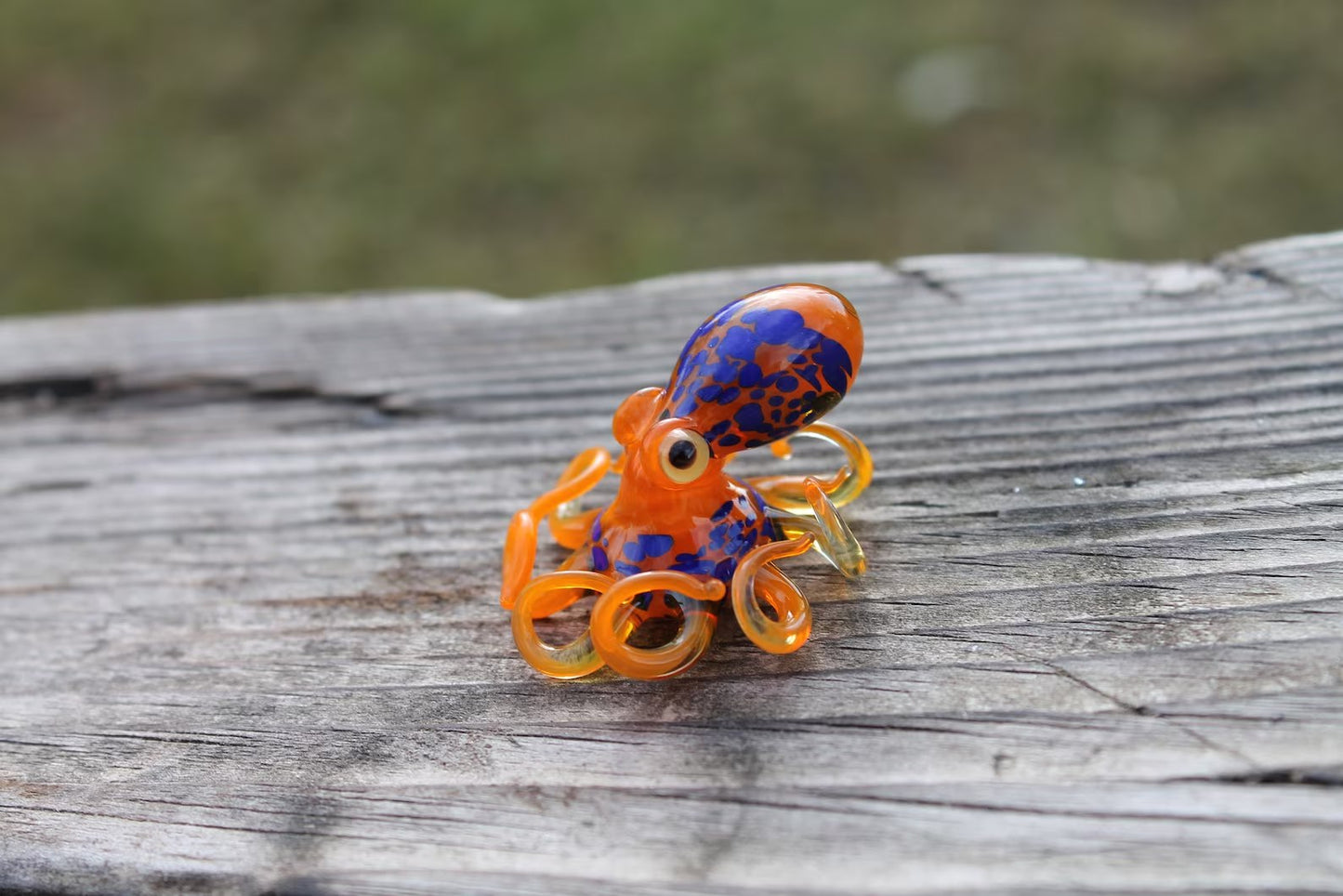 Orange Blue Blown Glass Octopus, Glass Octopus, Glass, Octopus, Ocean, Octopus Sculpture, Squid, Kraken, Sea, Cephalopod, Blown Glass, Octopus Figurine