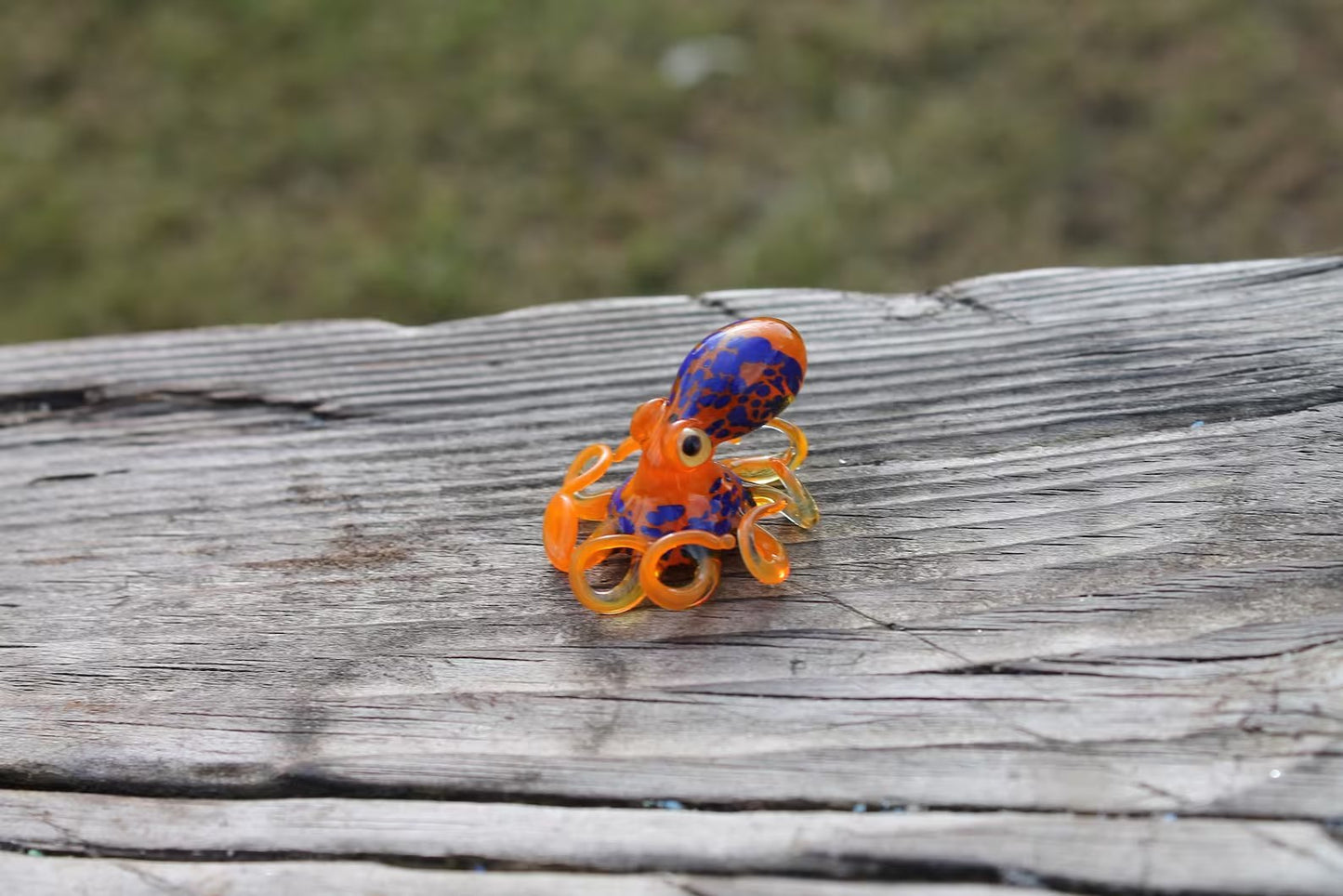Orange Blue Blown Glass Octopus, Glass Octopus, Glass, Octopus, Ocean, Octopus Sculpture, Squid, Kraken, Sea, Cephalopod, Blown Glass, Octopus Figurine
