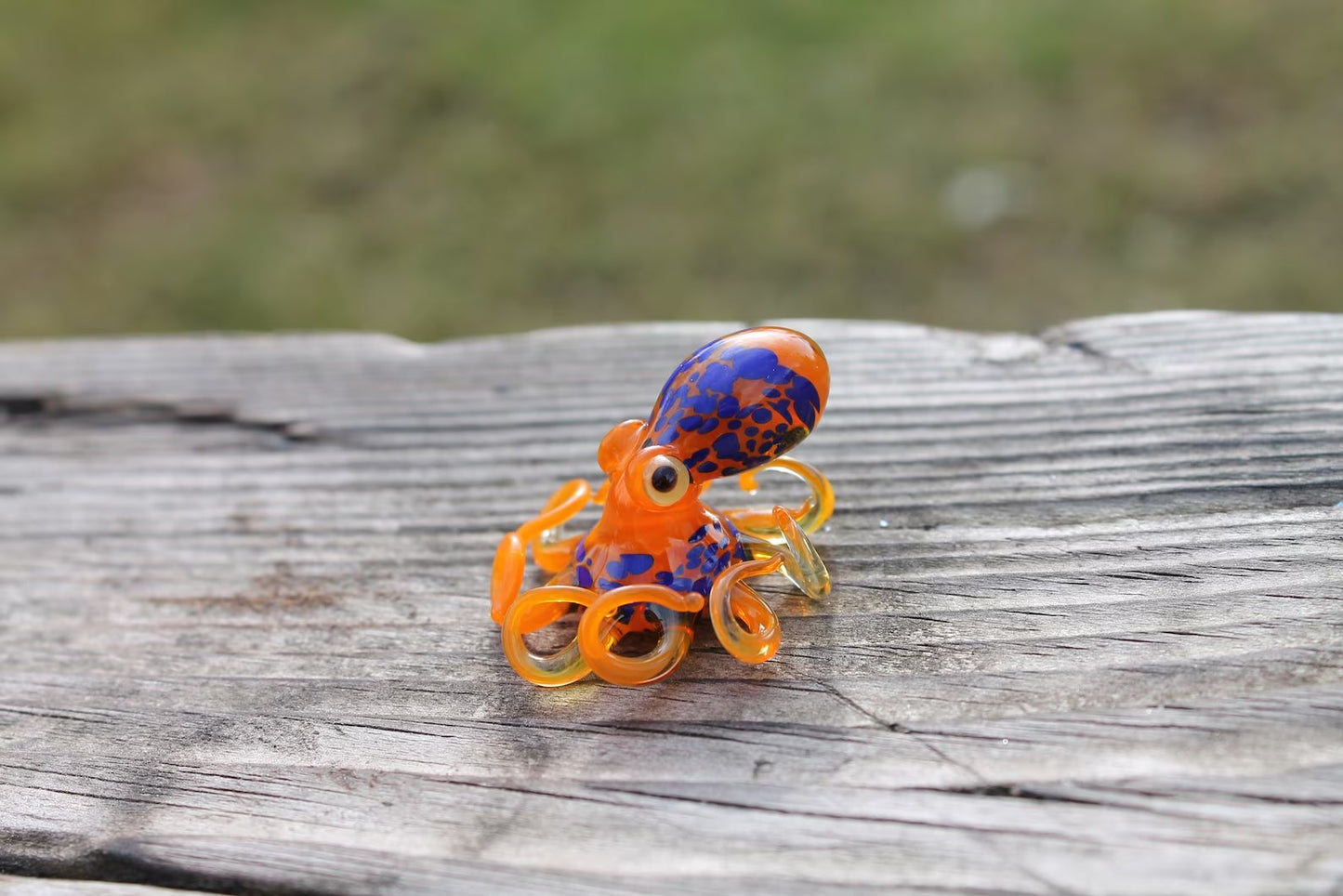 Orange Blue Blown Glass Octopus, Glass Octopus, Glass, Octopus, Ocean, Octopus Sculpture, Squid, Kraken, Sea, Cephalopod, Blown Glass, Octopus Figurine