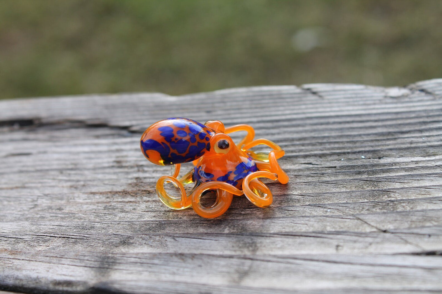 Orange Blue Blown Glass Octopus, Glass Octopus, Glass, Octopus, Ocean, Octopus Sculpture, Squid, Kraken, Sea, Cephalopod, Blown Glass, Octopus Figurine