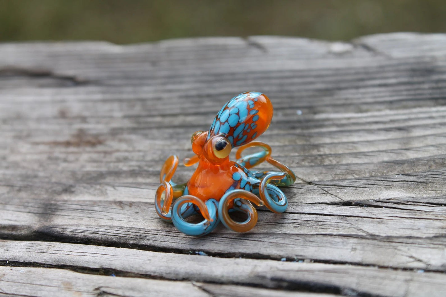 Orange Blue Blown Glass Octopus, Glass Octopus, Glass, Octopus, Ocean, Octopus Sculpture, Squid, Kraken, Sea, Cephalopod, Blown Glass, Octopus Figurine