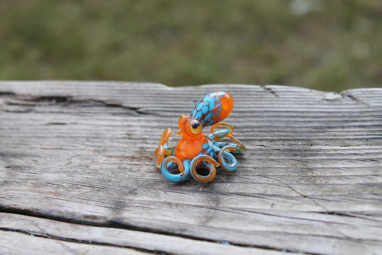 Orange Blue Blown Glass Octopus, Glass Octopus, Glass, Octopus, Ocean, Octopus Sculpture, Squid, Kraken, Sea, Cephalopod, Blown Glass, Octopus Figurine