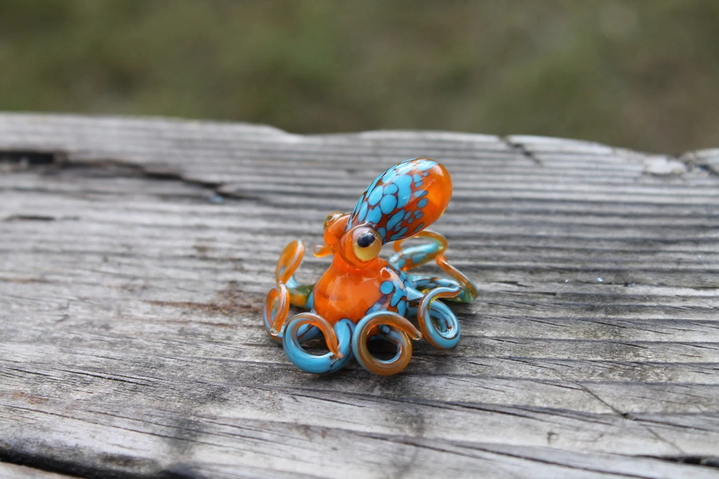 Orange Blue Blown Glass Octopus, Glass Octopus, Glass, Octopus, Ocean, Octopus Sculpture, Squid, Kraken, Sea, Cephalopod, Blown Glass, Octopus Figurine