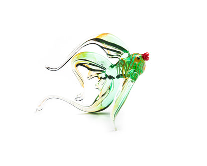 Uranium Glass Fish Figurine Glowing Vaseline Glass Angel UV Reactive Handmade Sculpture Collectible