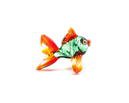 Uranium Glow Mini Fish Figurine UV Reactive Lampwork Art Hand Blown Glass Blacklight Collectible