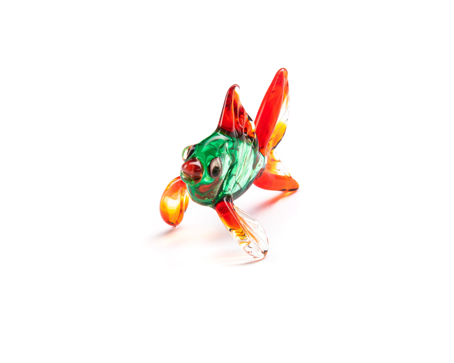 Uranium Glow Mini Fish Figurine UV Reactive Lampwork Art Hand Blown Glass Blacklight Collectible