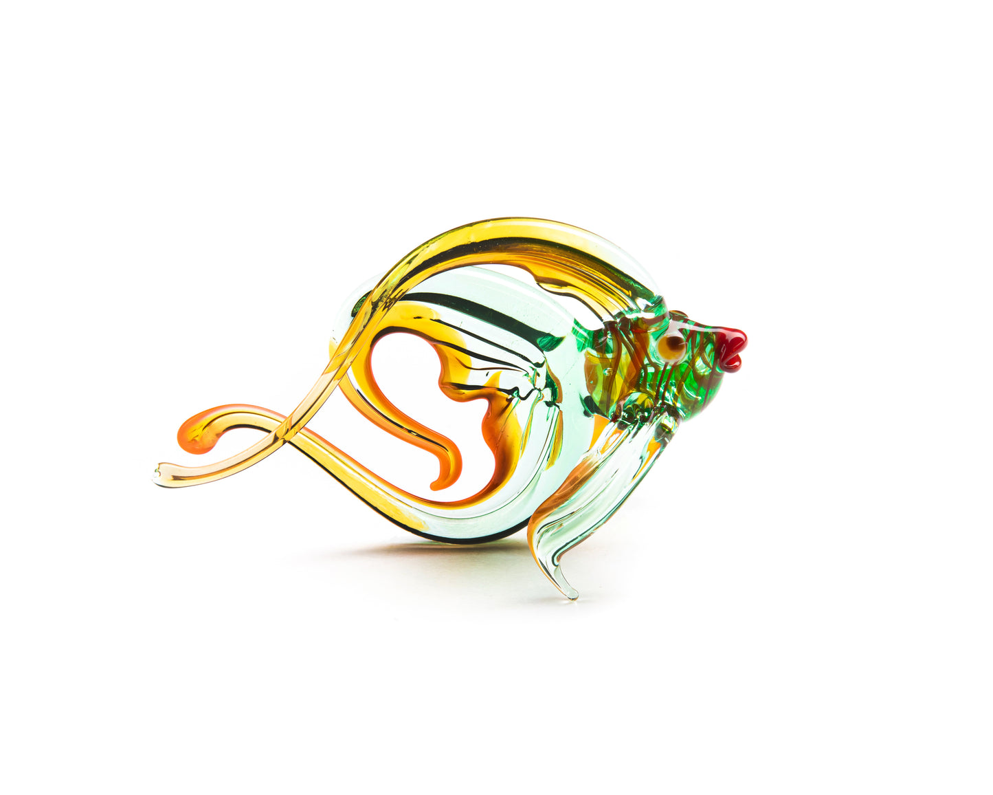 Bronze Green Uranium Glass Fish Sculpture UV Reactive Art Figurine Unique Collectible Gift