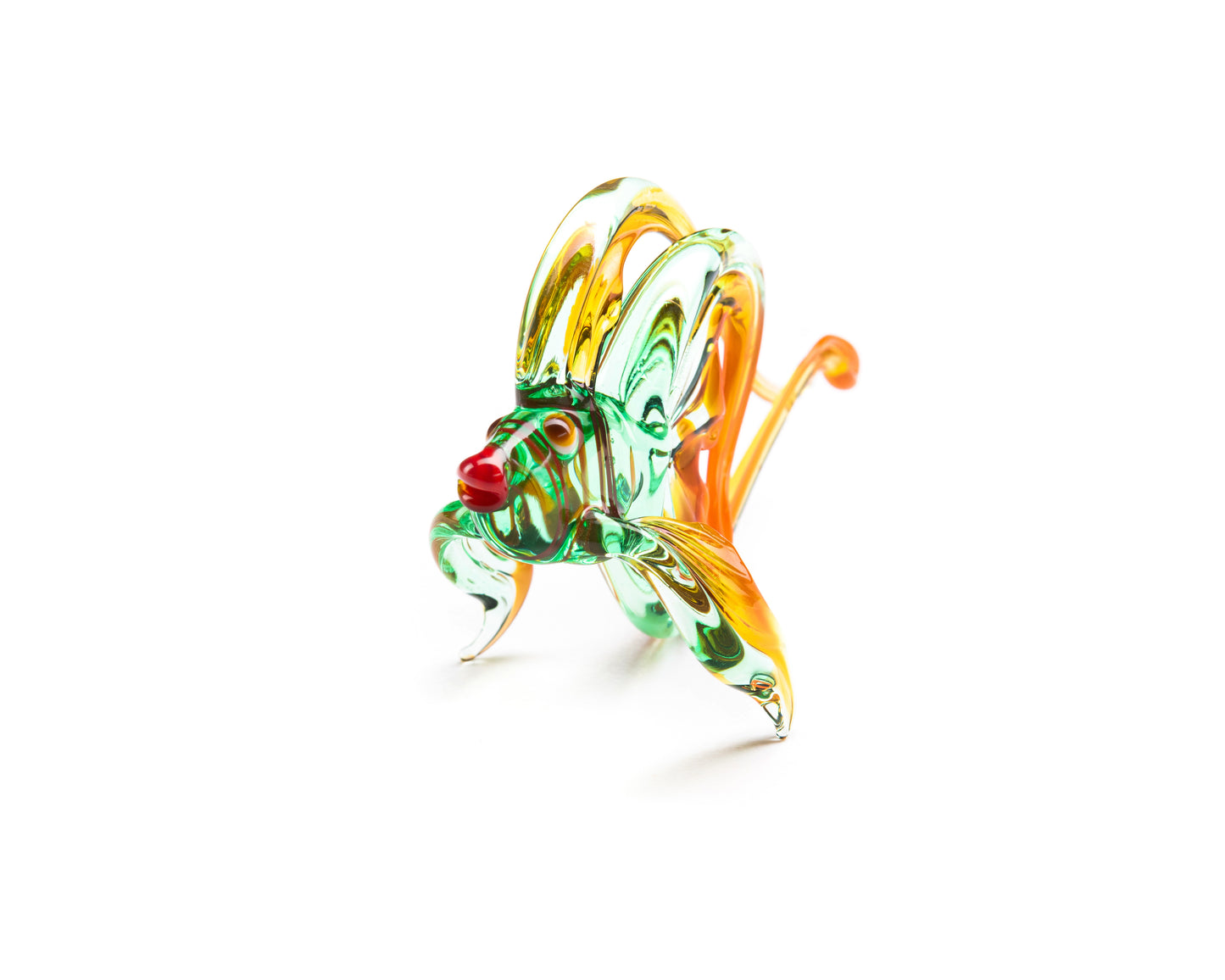 Bronze Green Uranium Glass Fish Sculpture UV Reactive Art Figurine Unique Collectible Gift