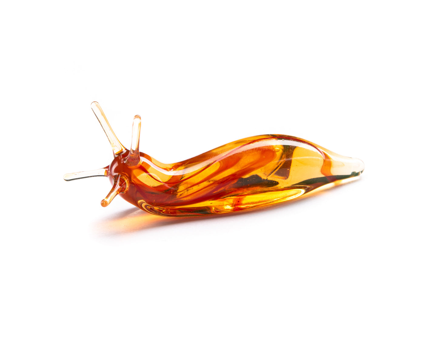 Uranium Glass Slug Figurine UV Reactive Green Hand Blown Lampwork Animal Art Collectible Gift