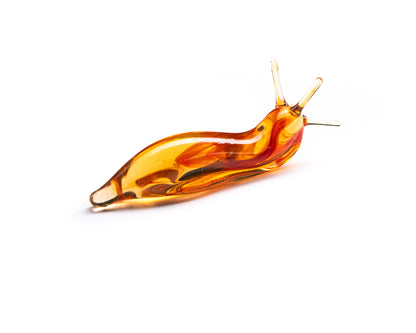 Uranium Glass Slug Figurine UV Reactive Green Hand Blown Lampwork Animal Art Collectible Gift