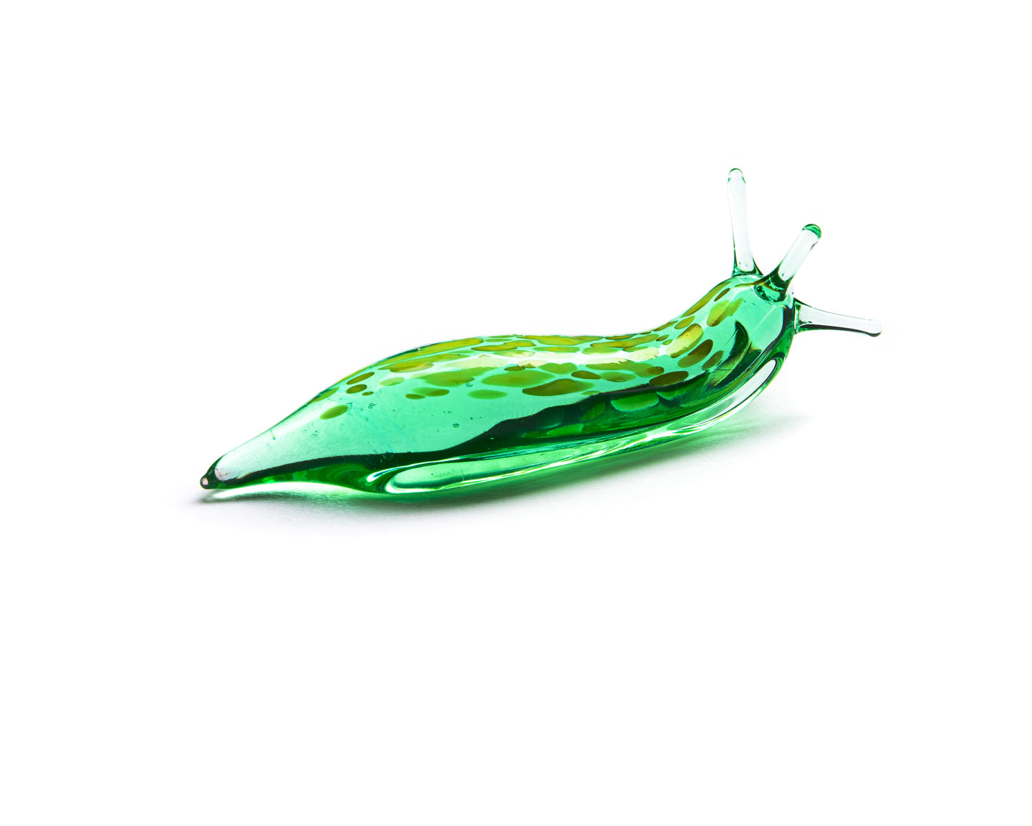 Uranium Glass Slug Figurine – Glowing UV Reactive Green Lampwork Snail | Handmade Borosilicate Art Collectible