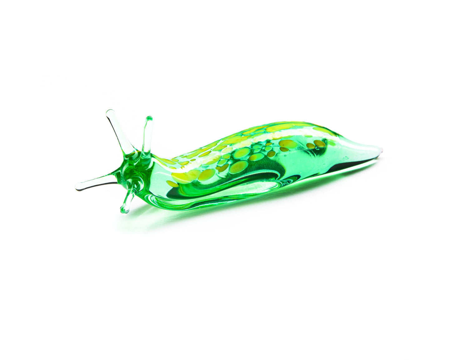 Uranium Glass Slug Figurine – Glowing UV Reactive Green Lampwork Snail | Handmade Borosilicate Art Collectible