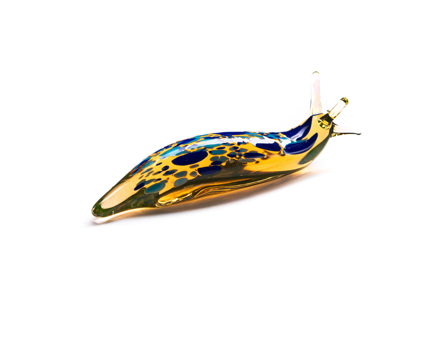 Uranium Glass Slug Figurine Glowing Vaseline Glass Animal Handmade Lampwork UV Reactive Art Decor