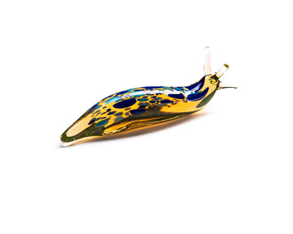 Uranium Glass Slug Figurine Glowing Vaseline Glass Animal Handmade Lampwork UV Reactive Art Decor