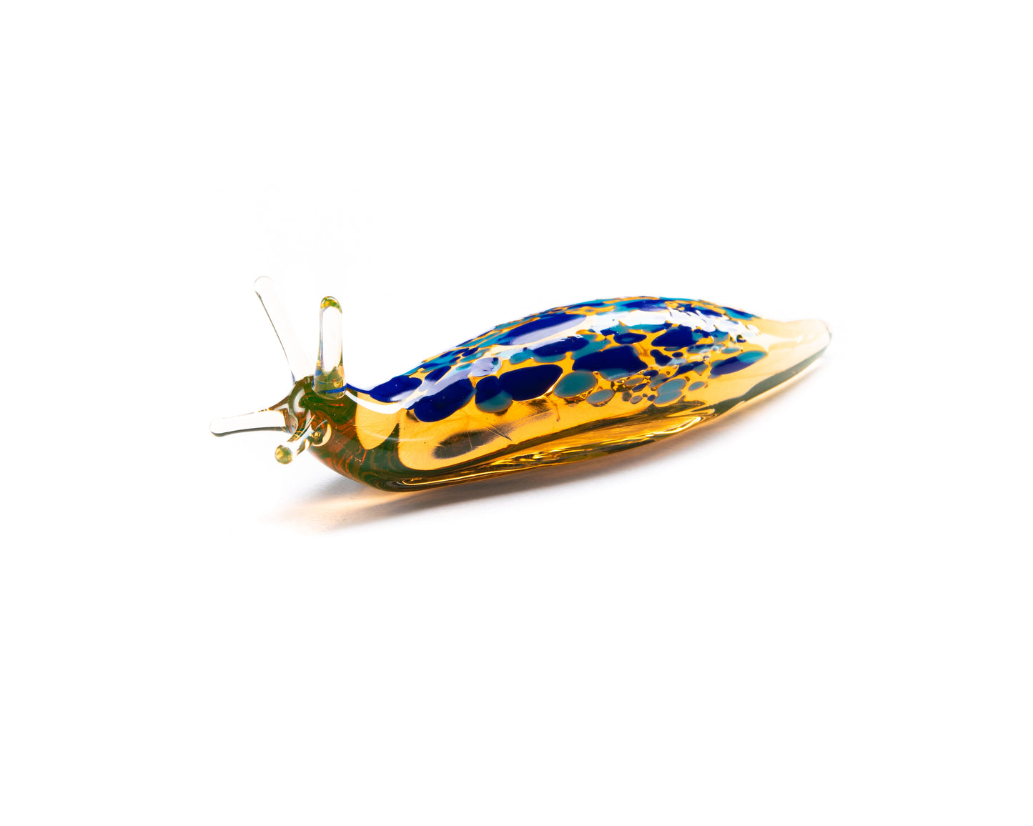 Uranium Glass Slug Figurine Glowing Vaseline Glass Animal Handmade Lampwork UV Reactive Art Decor