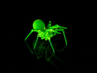 Bronze Uranium Glass Spider Sculpture, Murano Glowing Green Figurine