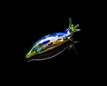 Uranium Glass Slug Figurine Glowing Vaseline Glass Animal Handmade Lampwork UV Reactive Art Decor