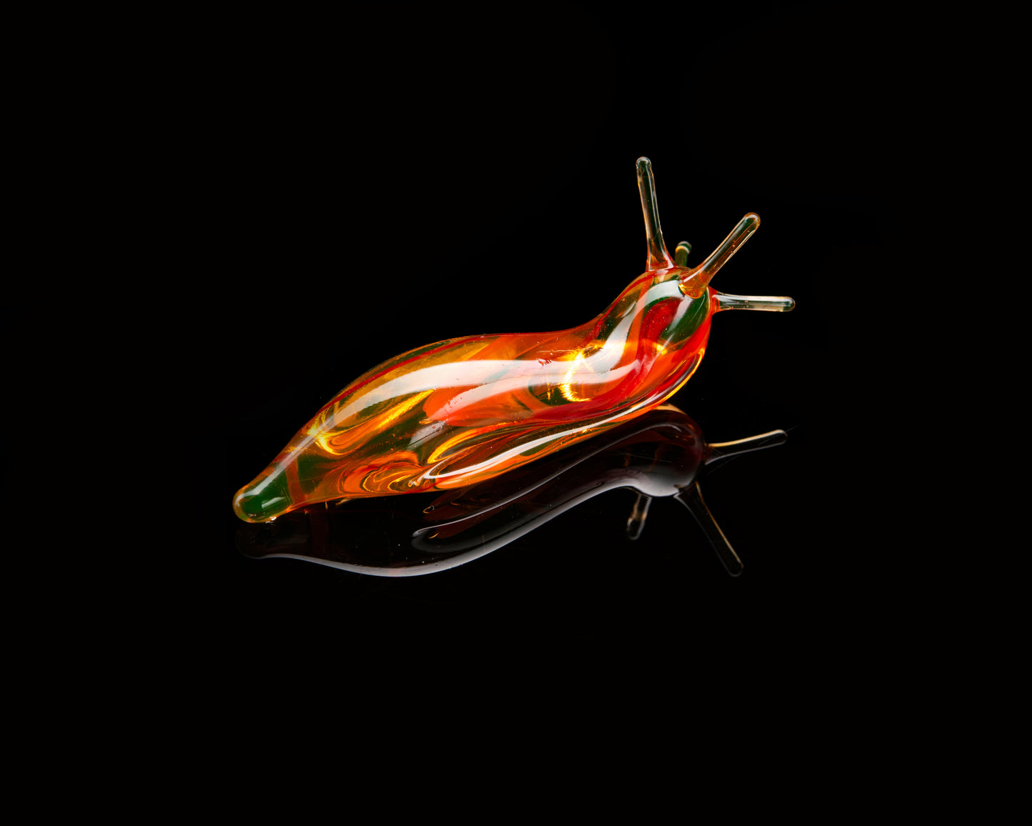 Uranium Glass Slug Figurine UV Reactive Green Hand Blown Lampwork Animal Art Collectible Gift