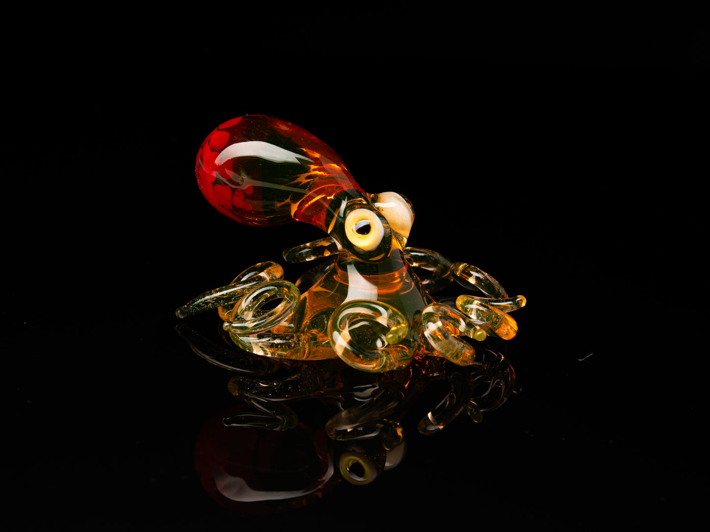 Uranium Glass Octopus Figurine, Murano Sea Sculpture, UV Reactive