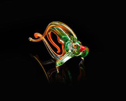 Bronze Green Uranium Glass Fish Sculpture UV Reactive Art Figurine Unique Collectible Gift
