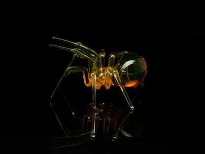 Handmade Uranium Glass Spider Figurine – Green Glowing UV Sculpture