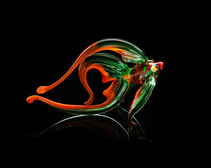 Uranium Glass Fish Figurine Glowing UV Sculpture Handmade Lampwork Collectible Gift for Aquarium Lovers