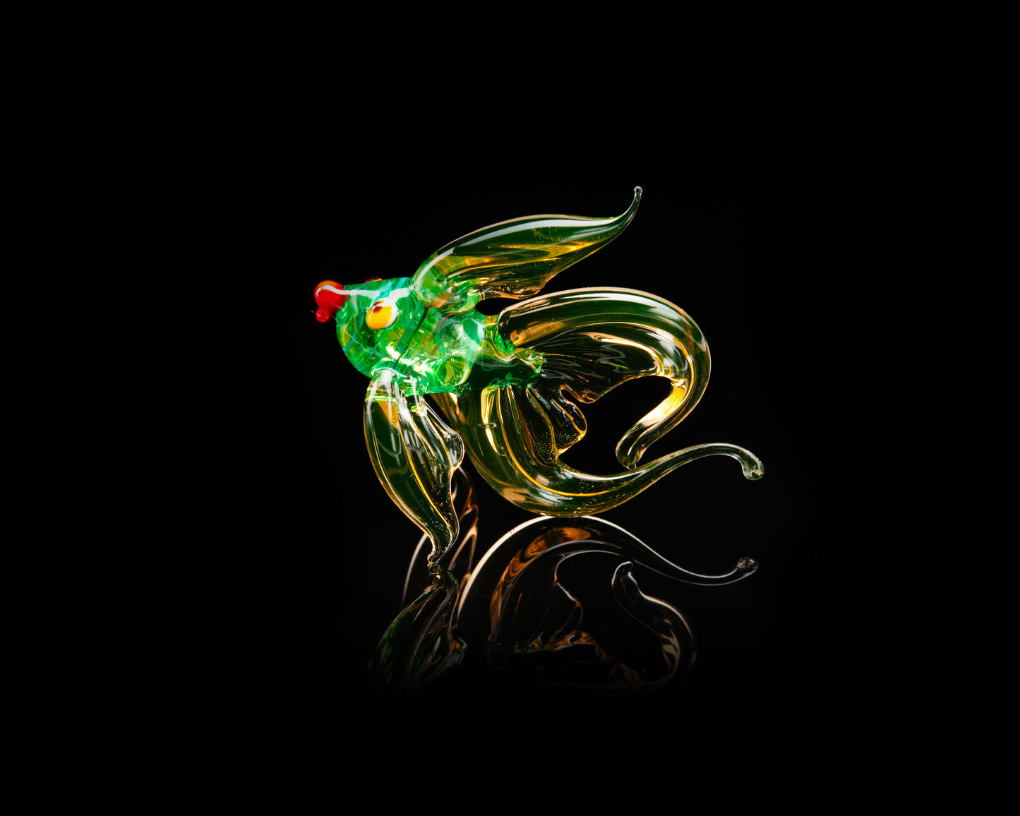 Uranium Glass Fish Figurine UV Reactive Glowing Art Collectible Handmade Glass Sculpture Decor Gift