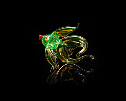 Uranium Glass Fish Figurine UV Reactive Glowing Art Collectible Handmade Glass Sculpture Decor Gift