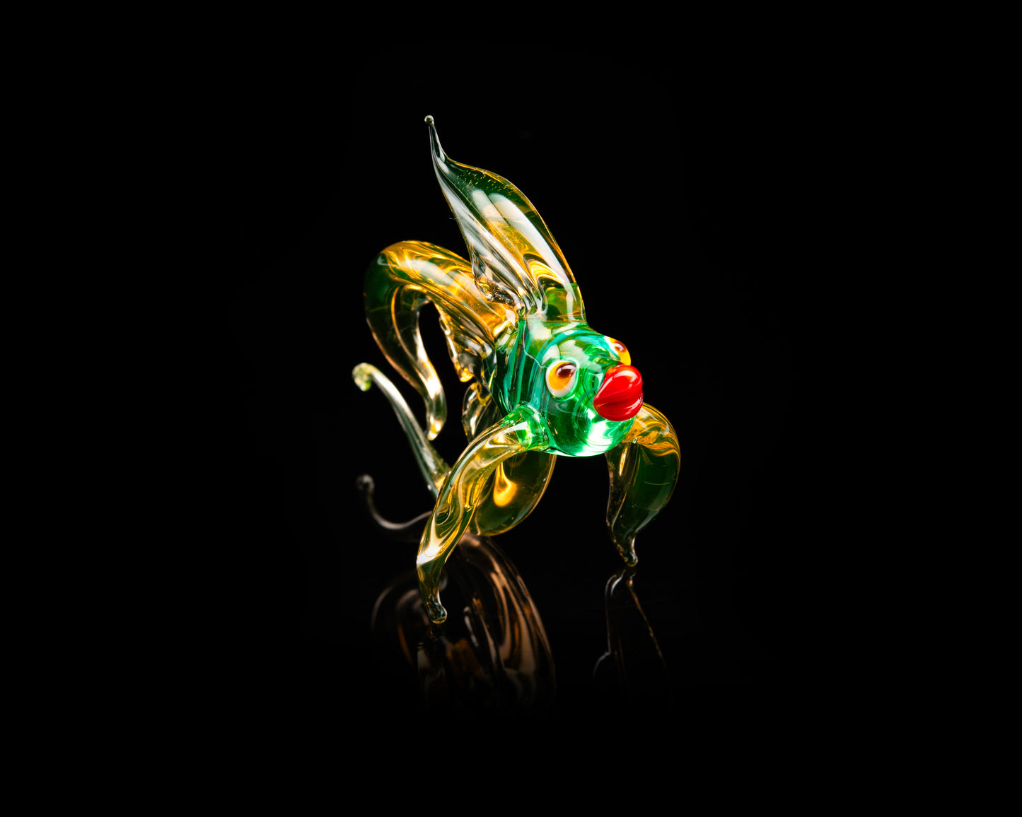 Uranium Glass Fish Figurine UV Reactive Glowing Art Collectible Handmade Glass Sculpture Decor Gift