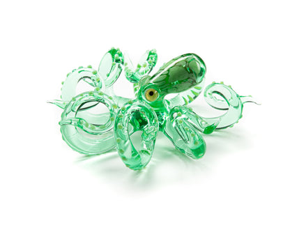 Green Uranium Glass Octopus Sculpture – Handmade Lampwork Collectible