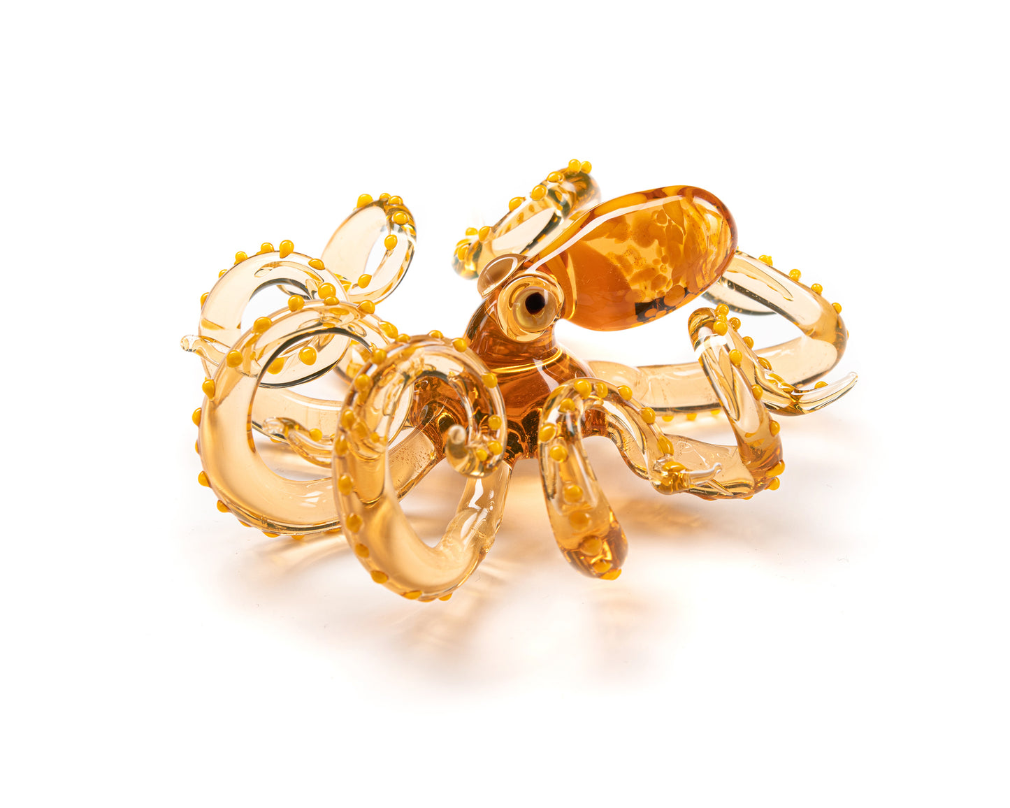 Bronze Orange Uranium Glass Octopus Figurine – Handmade Lampwork UV Reactive Collectible