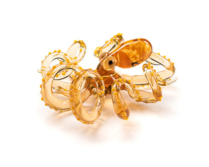 Bronze Orange Uranium Glass Octopus Figurine – Handmade Lampwork UV Reactive Collectible