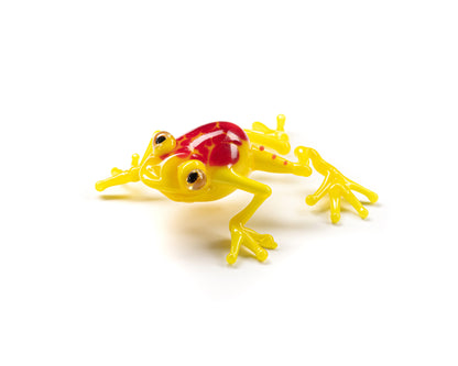 Yellow Uranium Glass Frog – Glowing Handmade Figurine, UV Reactive Amphibian Decoration Unique Collectible Gift