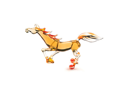 Glowing Glass Horse Figurine – Handmade Uranium Glass Animal, UV Reactive Collectible Art Sculpture