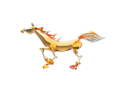 Glowing Glass Horse Figurine – Handmade Uranium Glass Animal, UV Reactive Collectible Art Sculpture