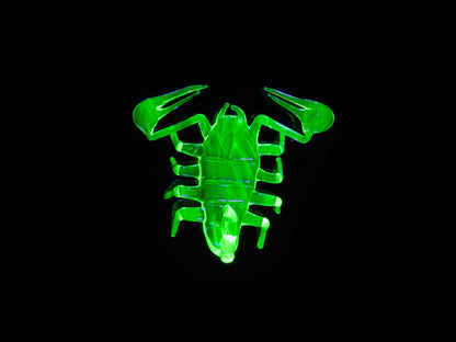 Glowing Uranium Glass Scorpion – Handmade Figurine, Miniature Neon Green Animal, UV Reactive Glass Art