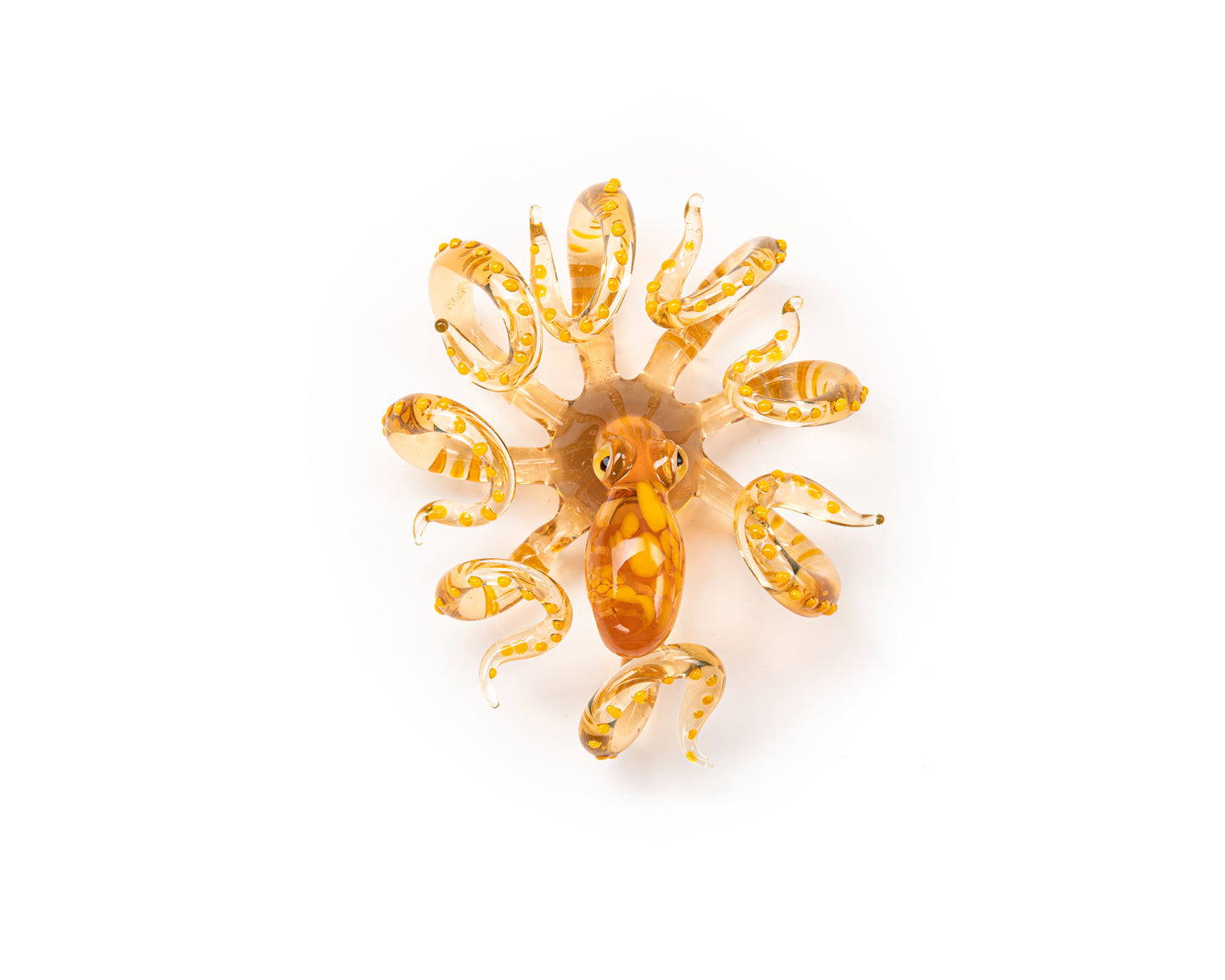 Bronze Orange Uranium Glass Octopus Figurine – Handmade Lampwork UV Reactive Collectible